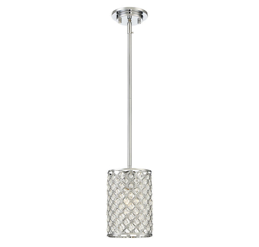 Crystal Cylinder 1-Light Mini Pendant in Chrome