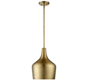 Metal Teardrop 10" 1-Light Pendant in Natural Brass