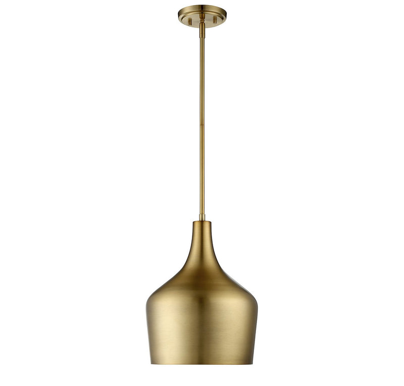 Metal Teardrop 10" 1-Light Pendant in Natural Brass