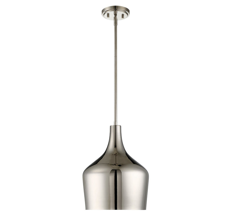 Metal Teardrop 10" 1-Light Pendant in Polished Nickel