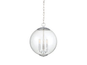 Clear Globe 14" 3-Light Lantern Pendant in Chrome