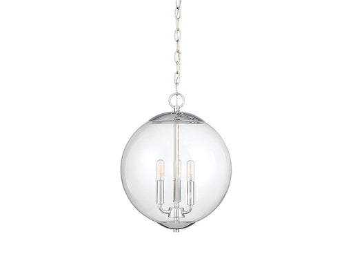 Clear Globe 14" 3-Light Lantern Pendant in Chrome