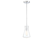Clear Geometric Glass 6" 1-Light Mini Pendant in Chrome