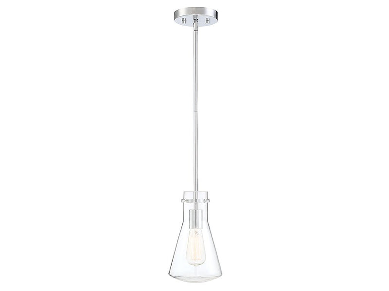 Clear Geometric Glass 6" 1-Light Mini Pendant in Chrome