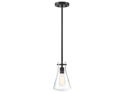 Clear Geometric Glass 6" 1-Light Mini Pendant in Matte Black