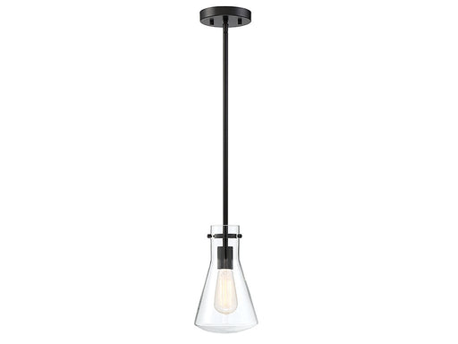Clear Geometric Glass 6" 1-Light Mini Pendant in Matte Black