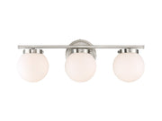 Contemporary Opal Glass 24" 3-Light Bath Vanity Light in Brushed Nickel