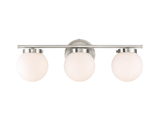 Contemporary Opal Glass 24" 3-Light Bath Vanity Light in Brushed Nickel