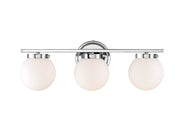Contemporary Opal Glass 24" 3-Light Bath Vanity Light in Chrome