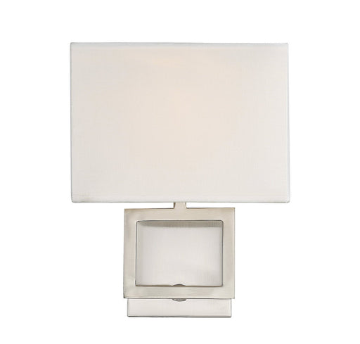 Rectangular Fabric Shade 1-Light Wall Sconce in Brushed Nickel