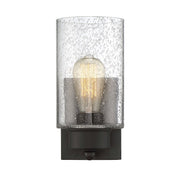 Clear Seeded Glass 1-Light Bath Sconce in Oil Rubbed Bronze