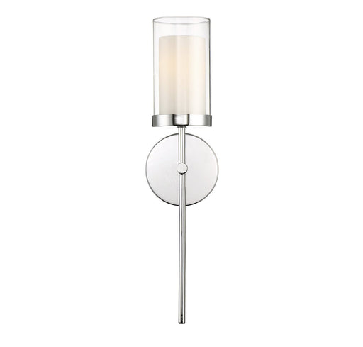 Double Glass Cylinder 1-Light Bath Sconce in Chrome