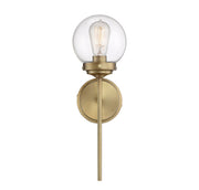 Tall Clear Glass 18" 1-Light Wall Sconce in Natural Brass