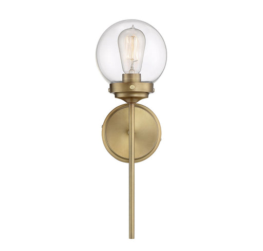 Tall Clear Glass 18" 1-Light Wall Sconce in Natural Brass