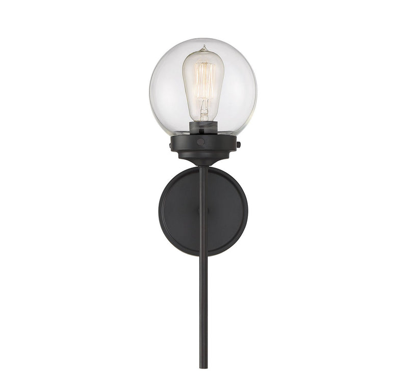Tall Clear Glass 18" 1-Light Wall Sconce in Oil Rubbed Bronze