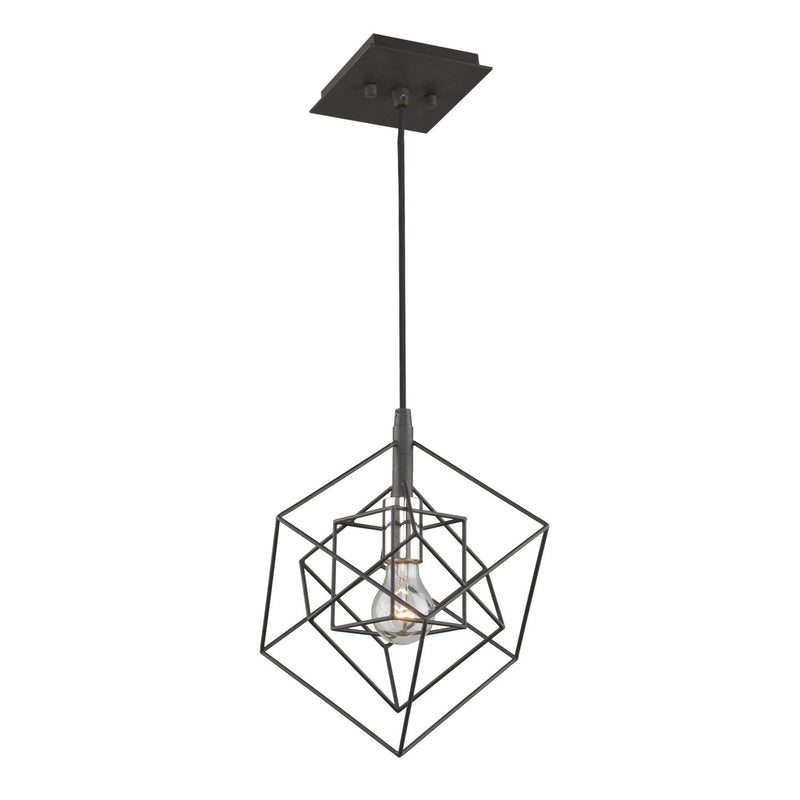 Artistry Smoked Glass Mini Pendant in Matte Black and Polished Nickel