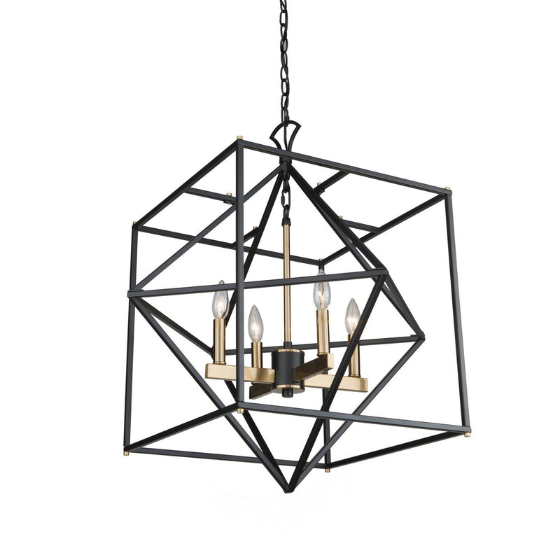 Roxton 4-Light Chandelier in Matte Black and Harvest Brass