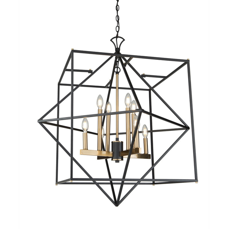 Roxton 8-Light Two-Tier Chandelier in Matte Black and Harvest Brass