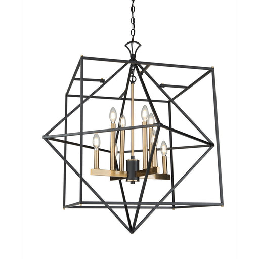 Roxton 8-Light Two-Tier Chandelier in Matte Black and Harvest Brass