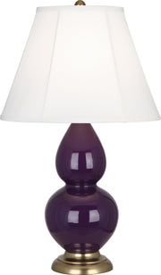 Small Double Gourd Accent Lamp with Ivory Stretched Fabric Shade - Lamps Expo