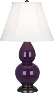 Small Double Gourd Accent Lamp with Ivory Stretched Fabric Shade - Lamps Expo