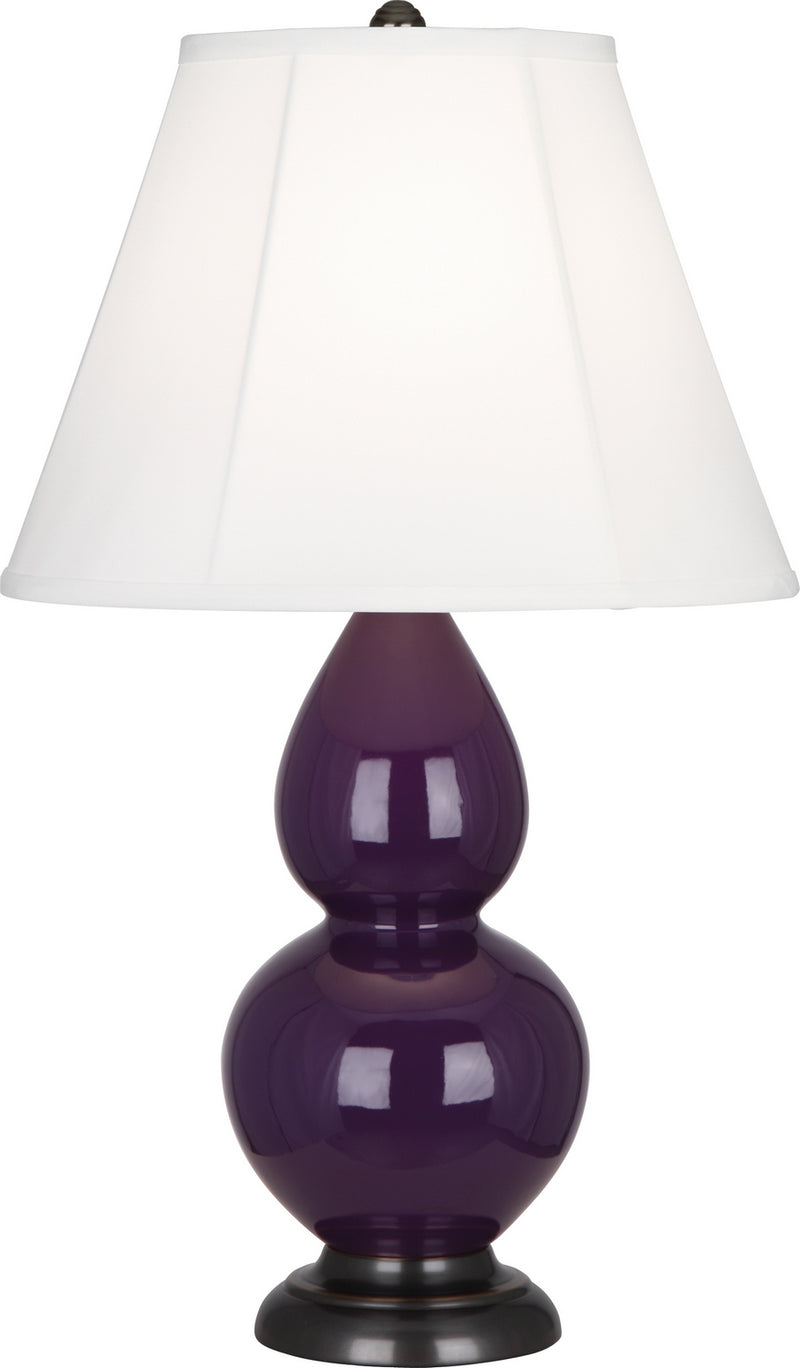 Small Double Gourd Accent Lamp with Ivory Stretched Fabric Shade - Lamps Expo