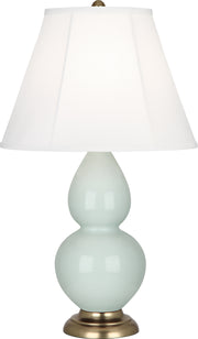 Small Double Gourd Accent Lamp with Ivory Stretched Fabric Shade - Lamps Expo
