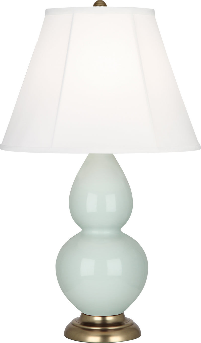 Small Double Gourd Accent Lamp with Ivory Stretched Fabric Shade - Lamps Expo