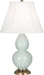 Small Double Gourd Accent Lamp with Ivory Stretched Fabric Shade - Lamps Expo