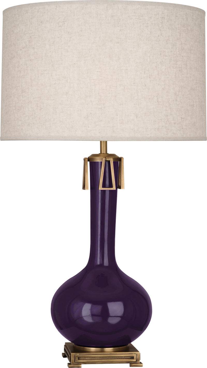 Athena Table Lamp with Open Weave Heather Linen Shade - Lamps Expo