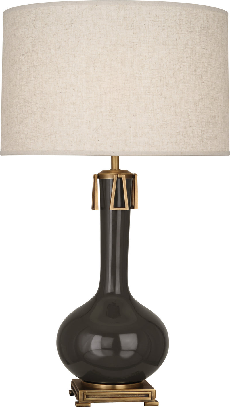 Athena Table Lamp with Open Weave Heather Linen Shade - Lamps Expo