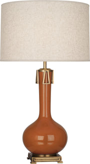 Athena Table Lamp with Open Weave Heather Linen Shade - Lamps Expo