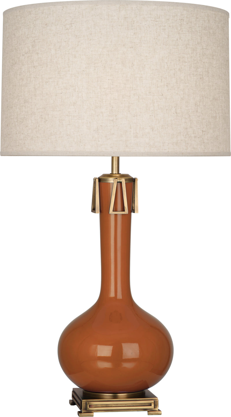 Athena Table Lamp with Open Weave Heather Linen Shade - Lamps Expo