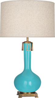 Athena Table Lamp with Open Weave Heather Linen Shade - Lamps Expo