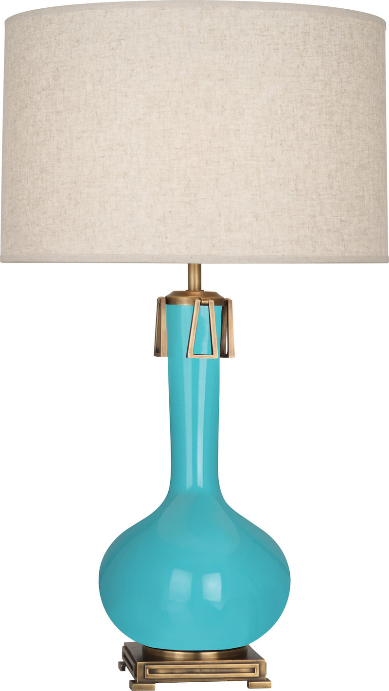 Athena Table Lamp with Open Weave Heather Linen Shade - Lamps Expo