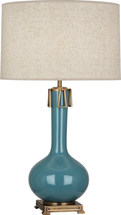 Athena Table Lamp with Open Weave Heather Linen Shade - Lamps Expo