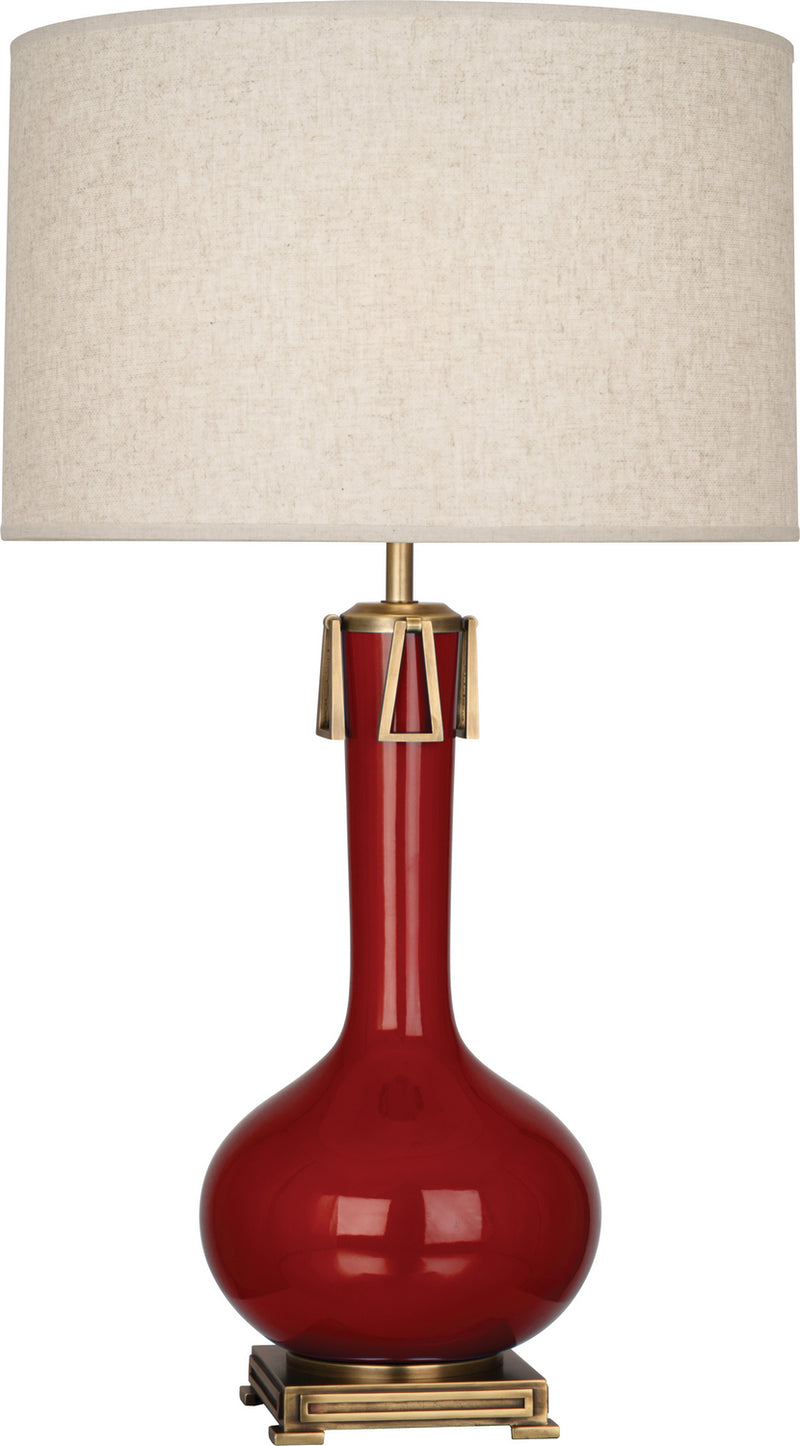 Athena Table Lamp with Open Weave Heather Linen Shade - Lamps Expo