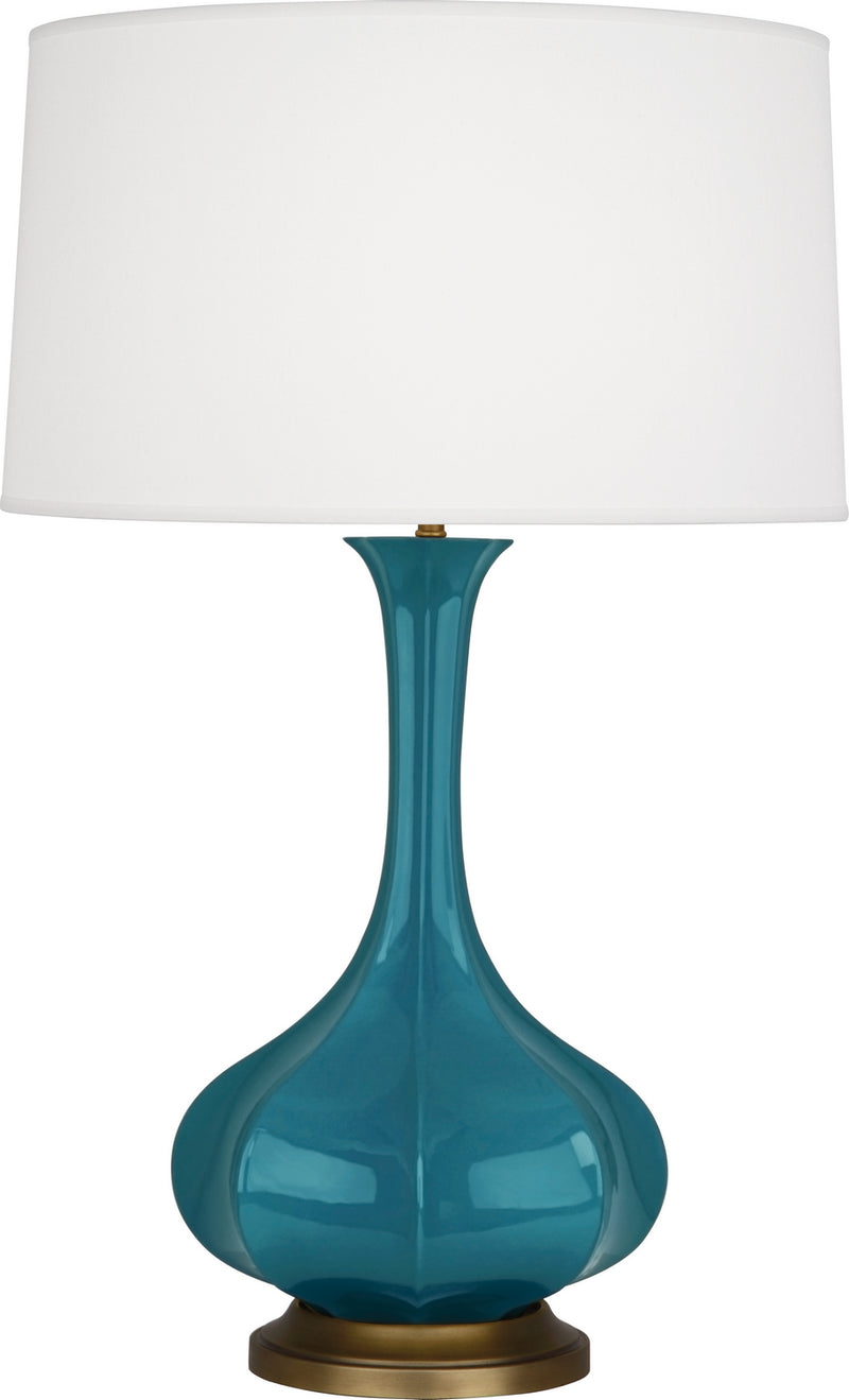 Pike Table Lamp with Pearl Dupoini Fabric Shade - Lamps Expo