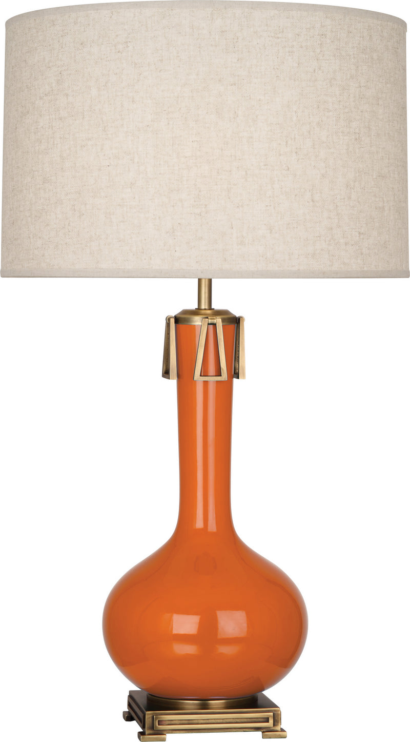 Athena Table Lamp with Open Weave Heather Linen Shade - Lamps Expo