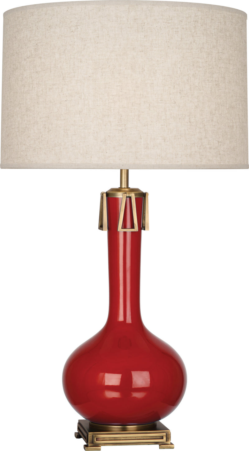 Athena Table Lamp with Open Weave Heather Linen Shade - Lamps Expo