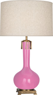 Athena Table Lamp with Open Weave Heather Linen Shade - Lamps Expo