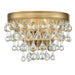 Calypso 2 Light Wall Mount in Vibrant Gold with Clear Glass Drops Crystal