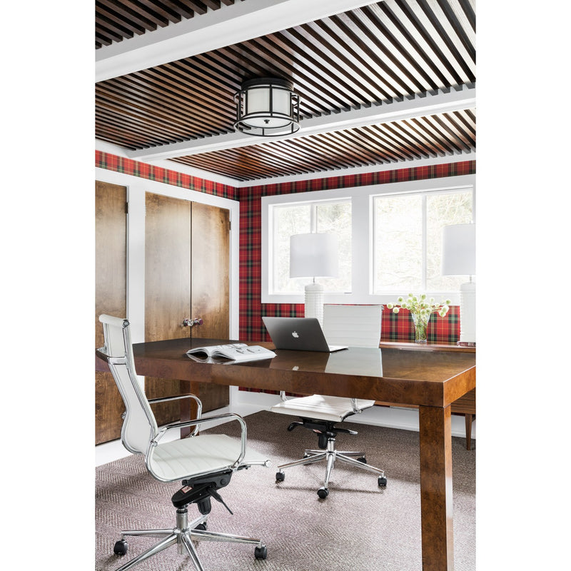 Hulton 2 Light 15" Flush Mount in Matte Black in a room setting