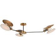 Osiris Large Asymmetric 3-Light Semi-Flush Mount in Bronze with Antique Brass