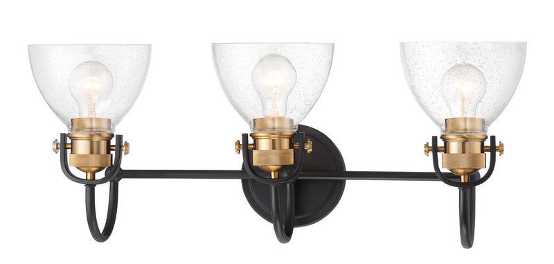 Monico 3-Light Bath Vanity Light in Bronze w/Brass