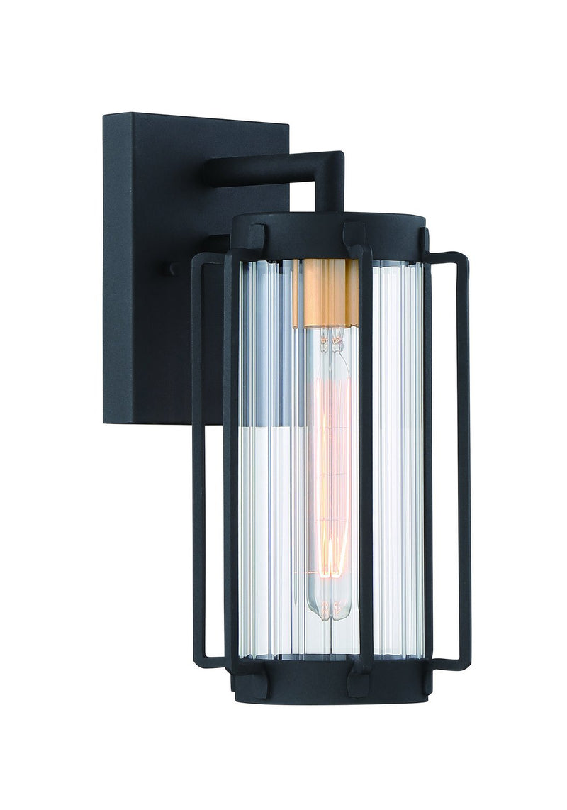 Avonlea Outdoor Wall Lantern in Sand Black w/Gold Highllights