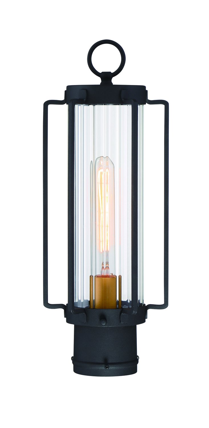 Avonlea Outdoor Post Light in Sand Black w/Gold Highllights