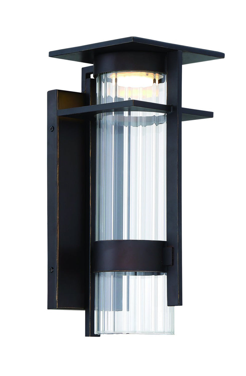 Kittner Small LED Outdoor Wall Sconce in Oil Rubbed Bronze and Gold Highlights