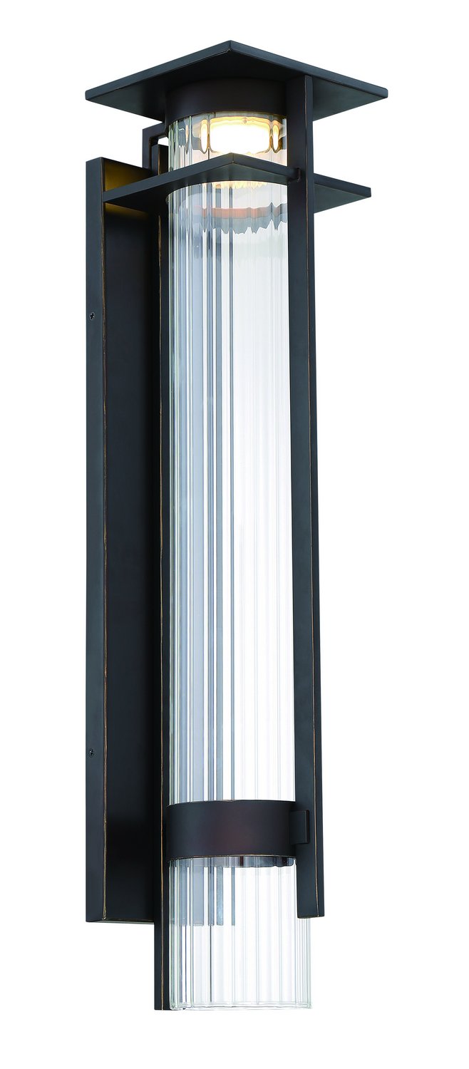 Kittner Large LED Outdoor Wall Sconce in Oil Rubbed Bronze and Gold Highlights