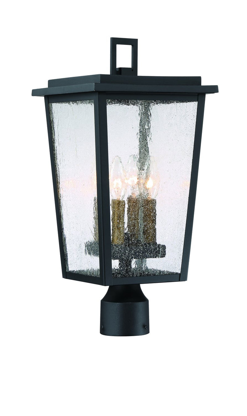 Cantebury 4-Light Outdoor Post Light in Sand Black, Burnt Gold & Sand Black Candle Sleeves
